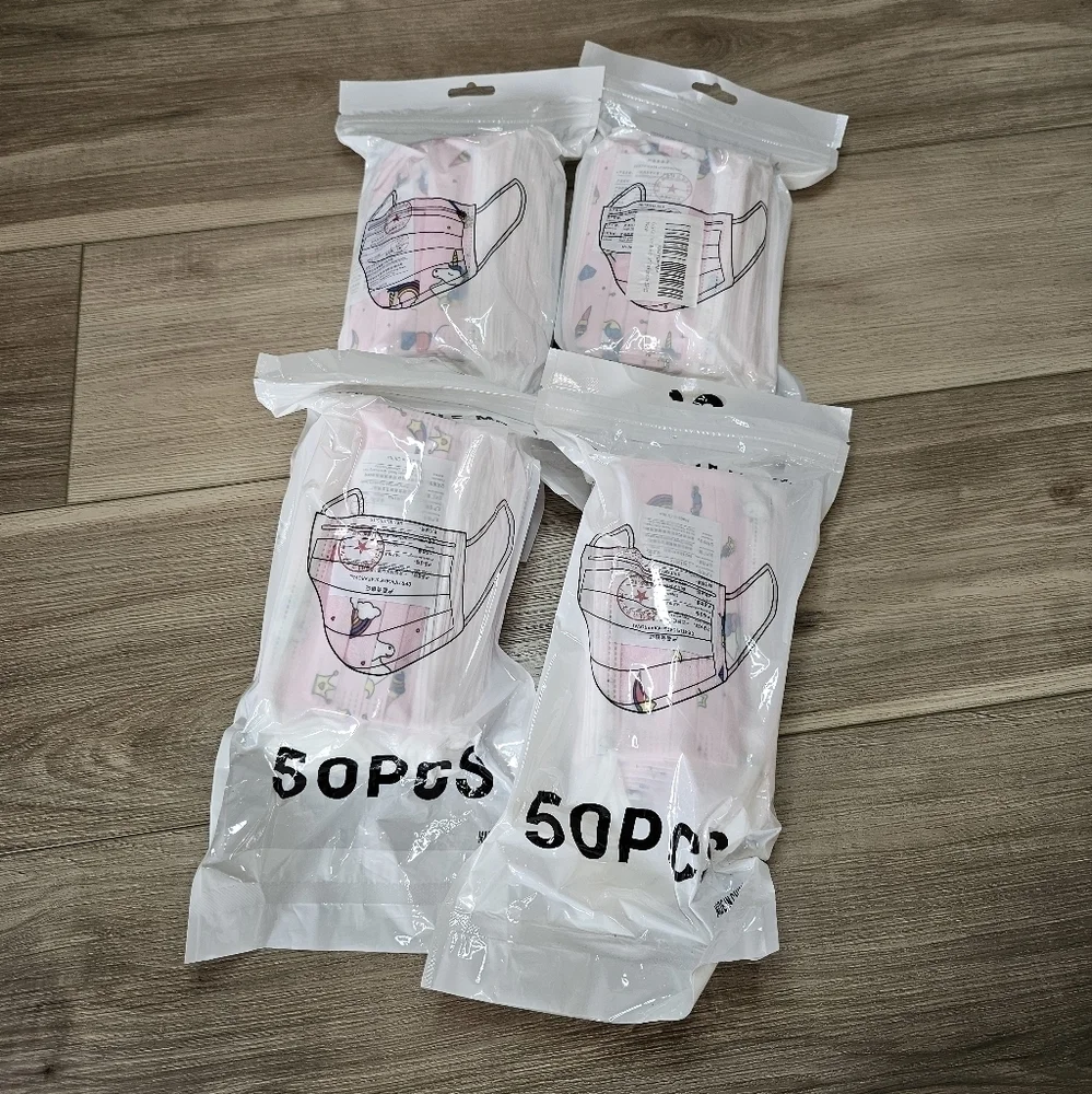 200 Pcs Kids Face Mask Pink Unicorn